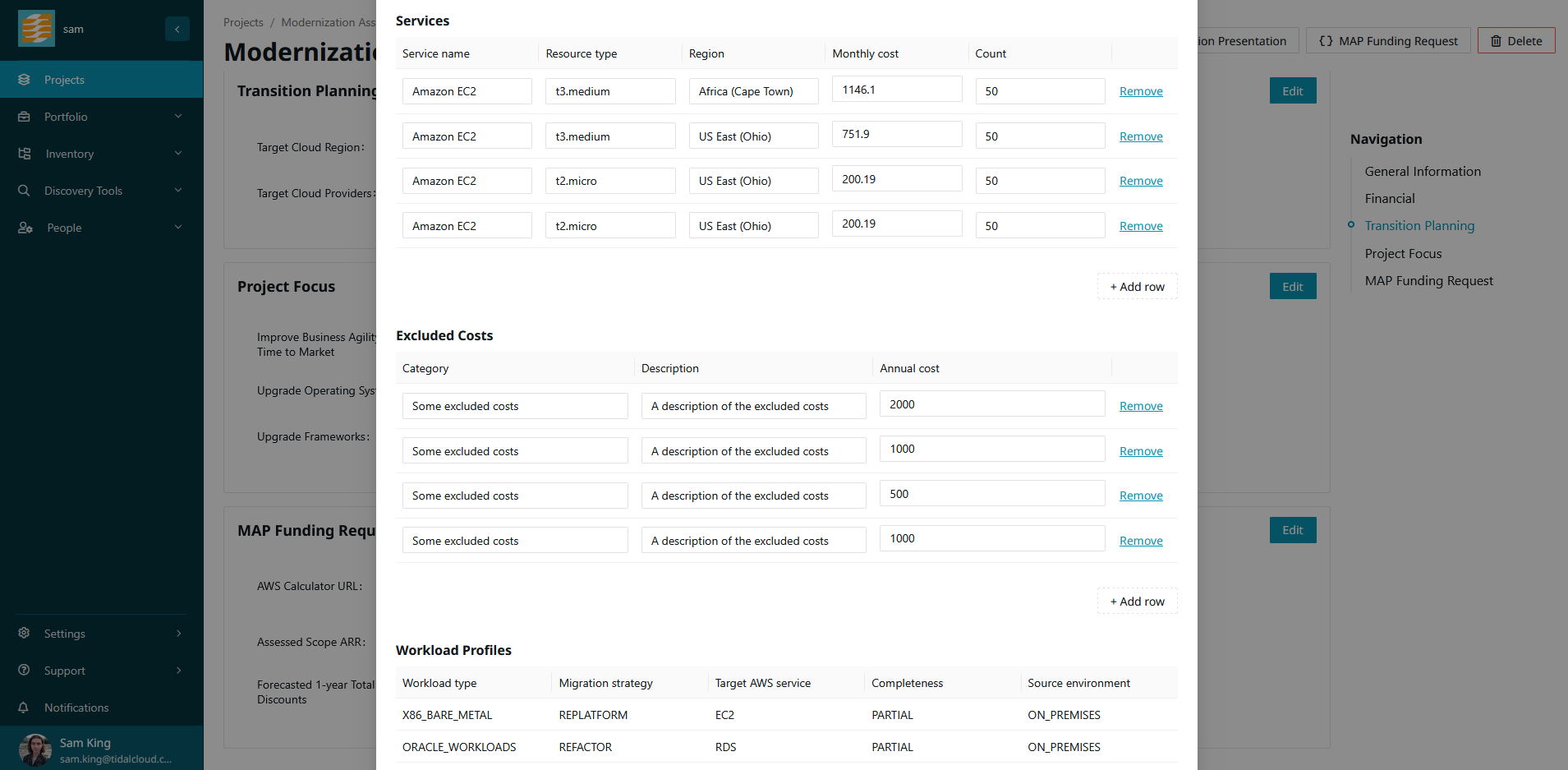 editing values in the MAP Funding Request modal